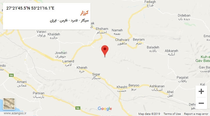 روستای کرزار بر روی نقشه