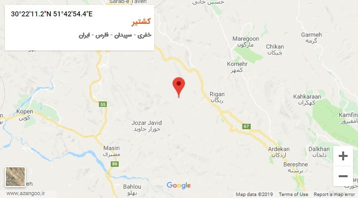 روستای کشتیر بر روی نقشه