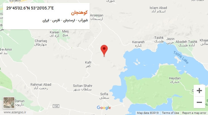 روستای کوهنجان بر روی نقشه