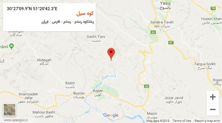 روستای کوه سیل بر روی نقشه