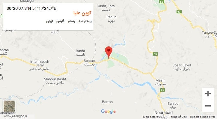 روستای کوپن علیا بر روی نقشه