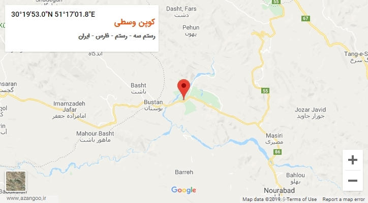 روستای کوپن وسطی بر روی نقشه