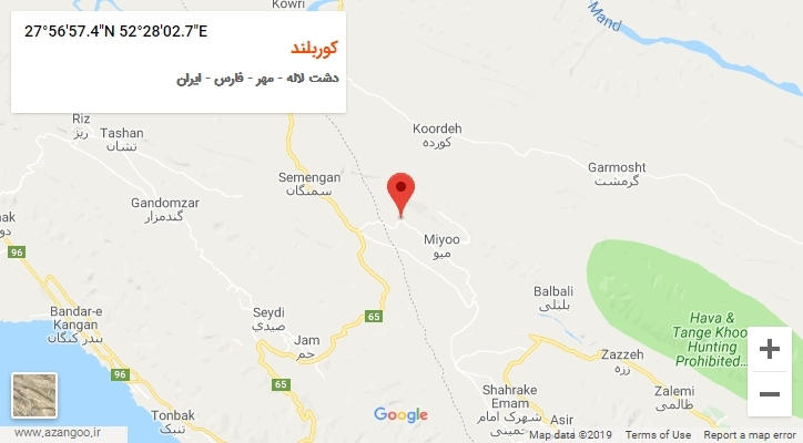 روستای کوربلند بر روی نقشه