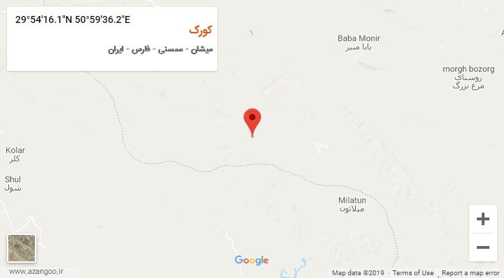 روستای کورک بر روی نقشه