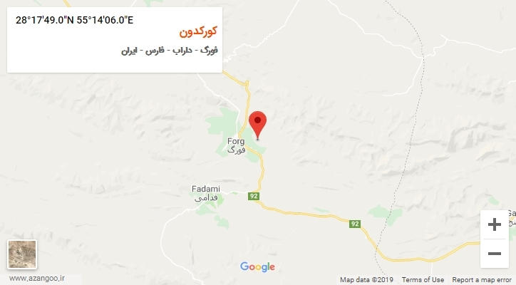 روستای کورکدون بر روی نقشه