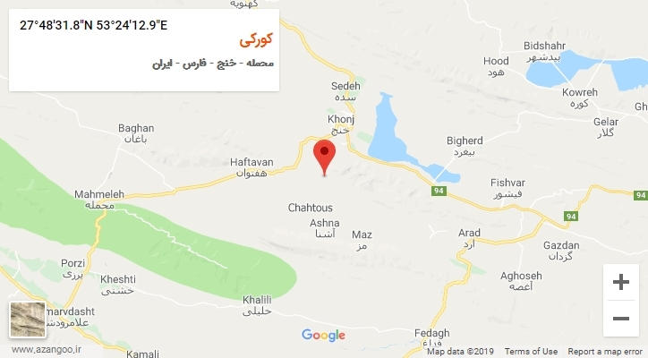 روستای کورکی بر روی نقشه