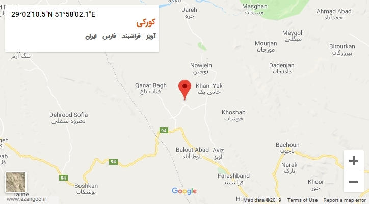 روستای کورکی بر روی نقشه