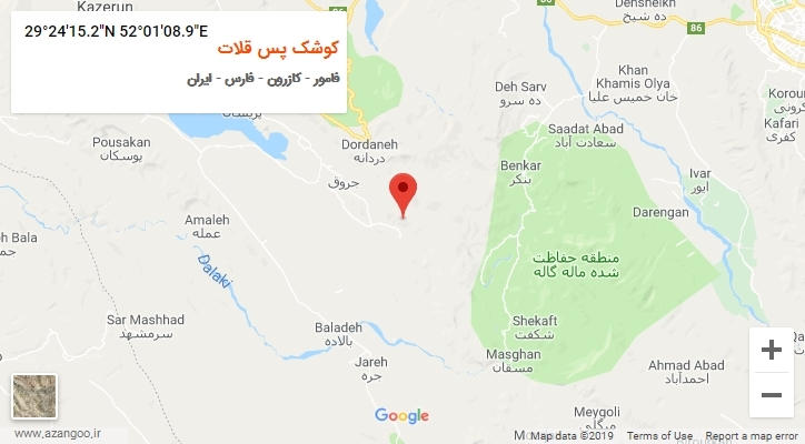روستای کوشک پس قلات بر روی نقشه