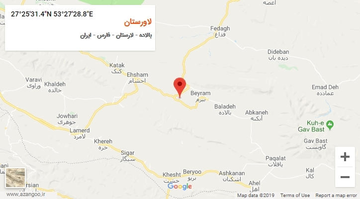 روستای لاورستان بر روی نقشه