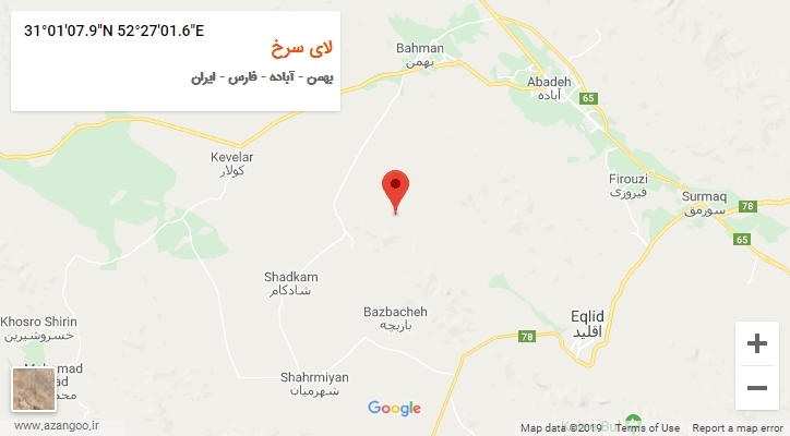 روستای لای سرخ بر روی نقشه