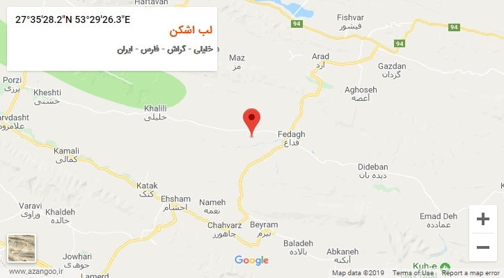 روستای لب اشکن بر روی نقشه