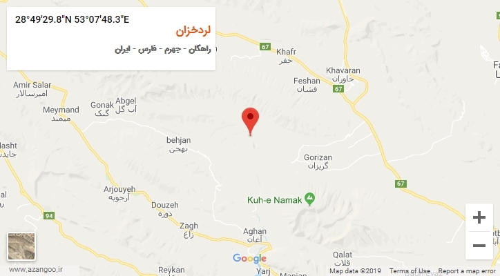 روستای لردخزان بر روی نقشه
