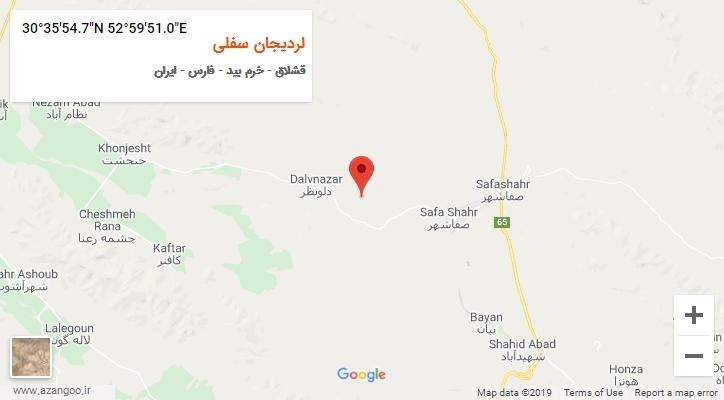 روستای لردیجان سفلی بر روی نقشه