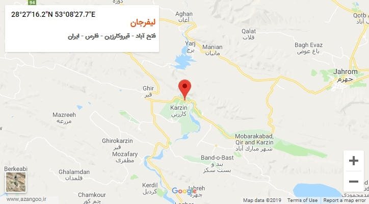 روستای لیفرجان بر روی نقشه