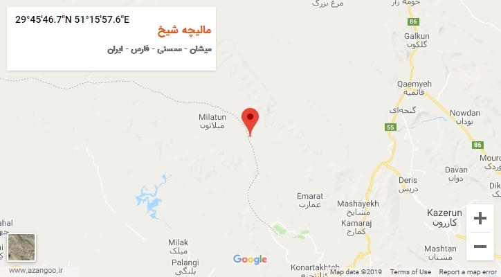 روستای مالیچه شیخ بر روی نقشه