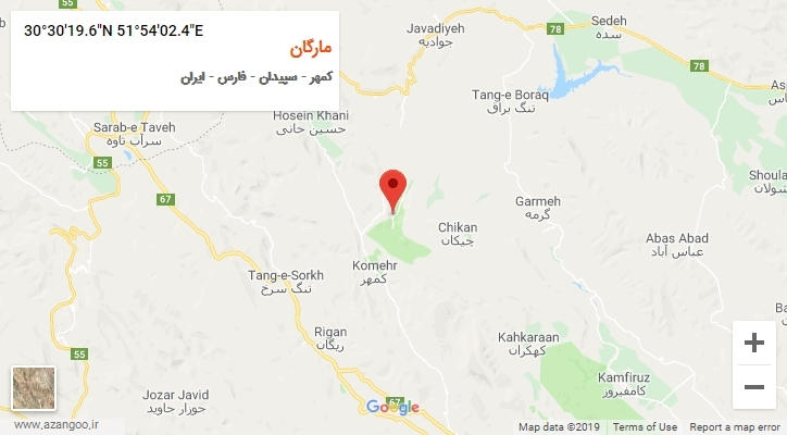 روستای مارگان بر روی نقشه