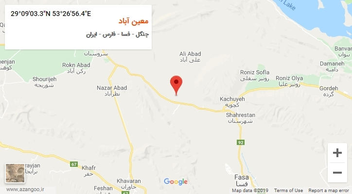 روستای معین آباد بر روی نقشه