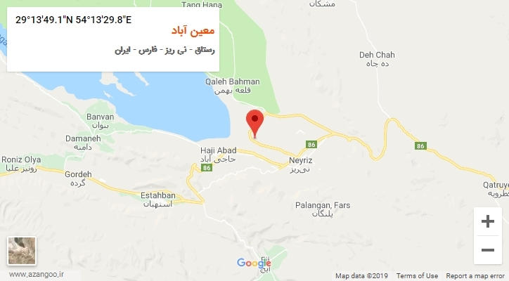روستای معین آباد بر روی نقشه