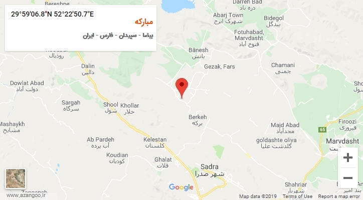 روستای مبارکه بر روی نقشه