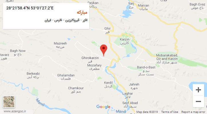 روستای مبارکه بر روی نقشه