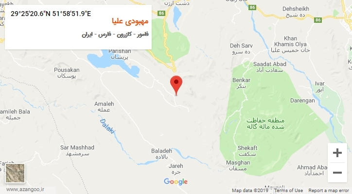 روستای مهبودی علیا بر روی نقشه