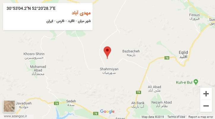 روستای مهدی آباد بر روی نقشه