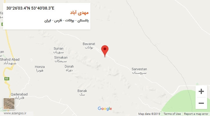 روستای مهدی آباد بر روی نقشه