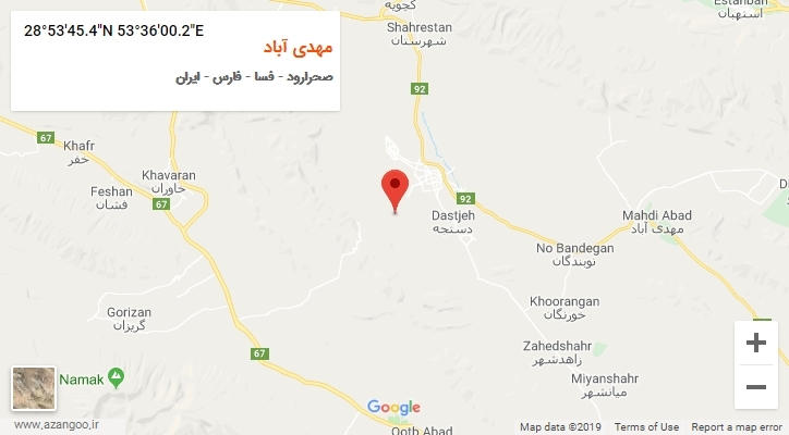 روستای مهدی آباد بر روی نقشه