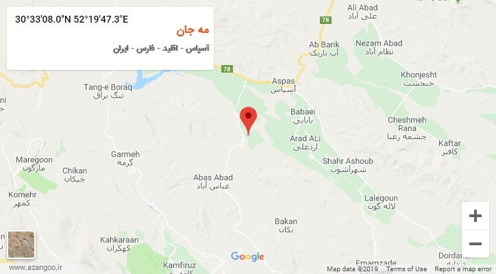 روستای مه جان بر روی نقشه