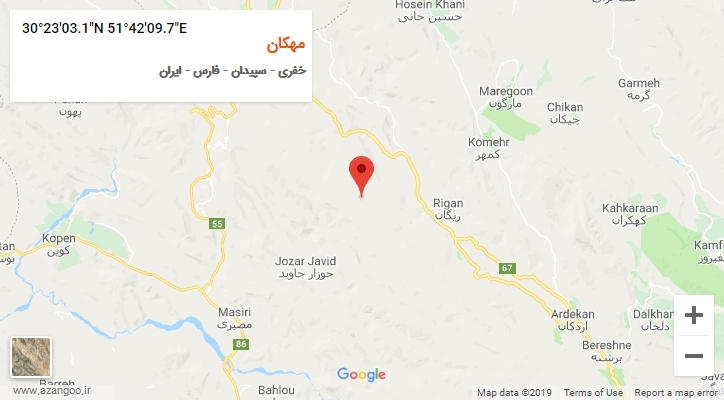 روستای مهکان بر روی نقشه