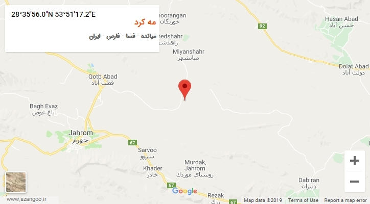 روستای مه کرد بر روی نقشه