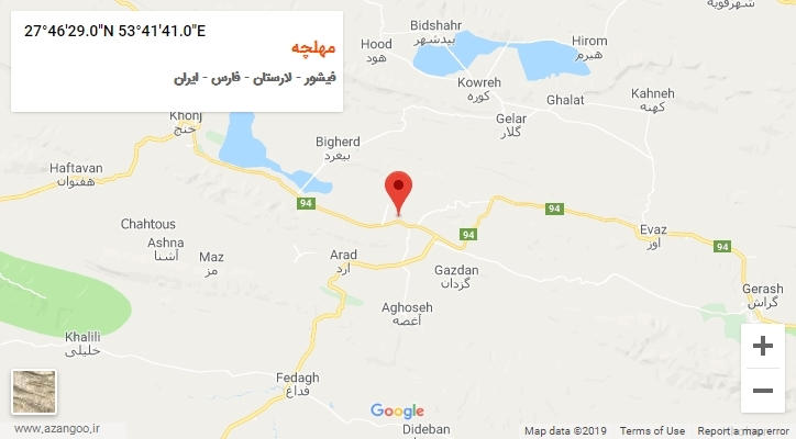 روستای مهلچه بر روی نقشه
