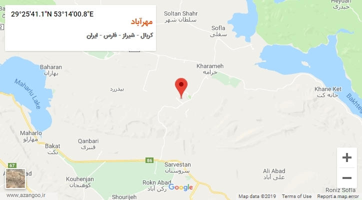 روستای مهرآباد بر روی نقشه