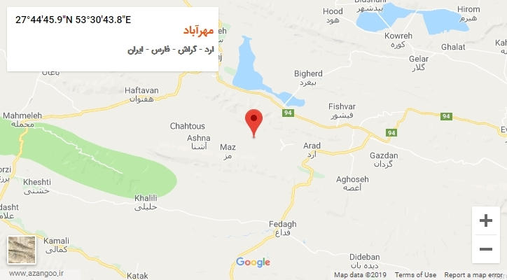 روستای مهرآباد بر روی نقشه