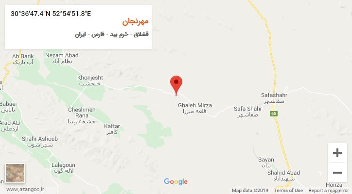 روستای مهرنجان بر روی نقشه
