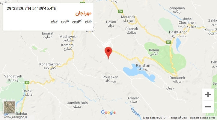 روستای مهرنجان بر روی نقشه