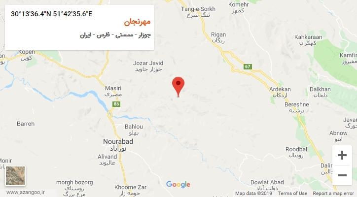 روستای مهرنجان بر روی نقشه