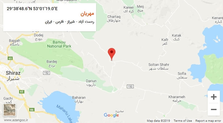 روستای مهریان بر روی نقشه