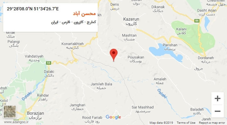 روستای محسن آباد بر روی نقشه