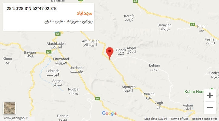 روستای مجدآباد بر روی نقشه