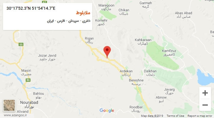 روستای ملابلوط بر روی نقشه