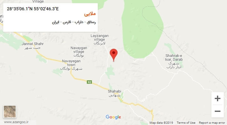 روستای ملایی بر روی نقشه