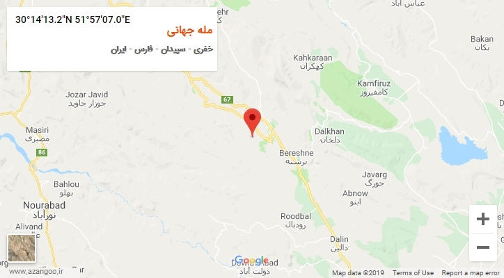 روستای مله جهانی بر روی نقشه