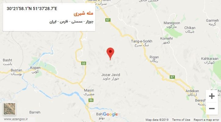 روستای مله شیری بر روی نقشه