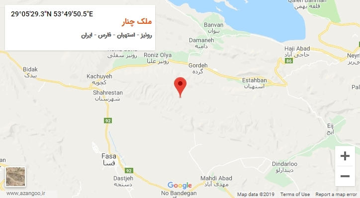 روستای ملک چنار بر روی نقشه