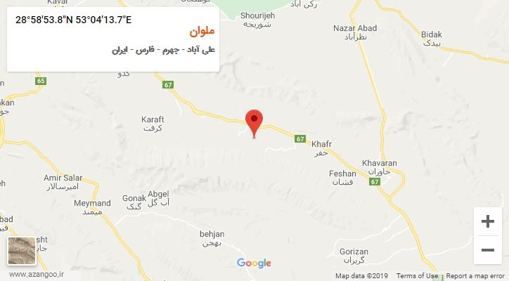روستای ملوان بر روی نقشه