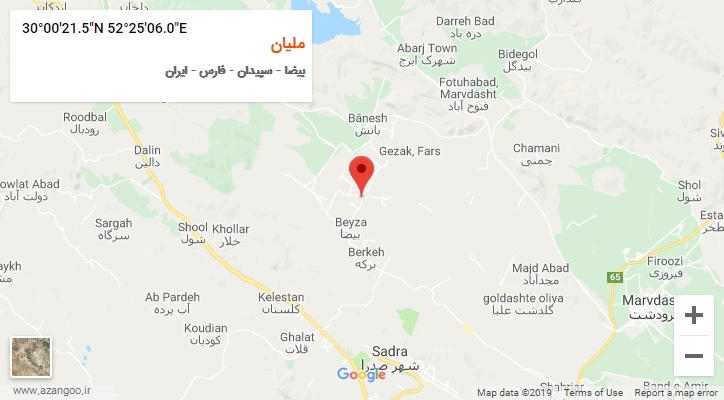 روستای ملیان بر روی نقشه