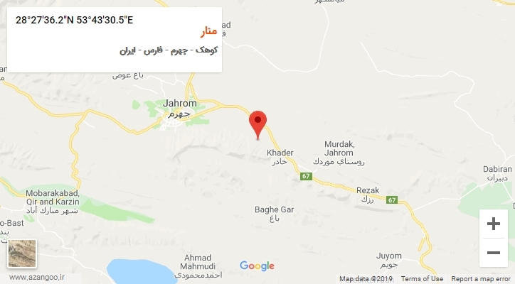 روستای منار بر روی نقشه