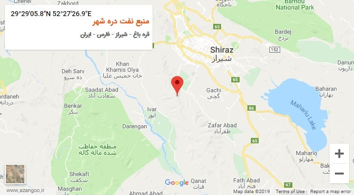 روستای منبع نفت دره شهر بر روی نقشه