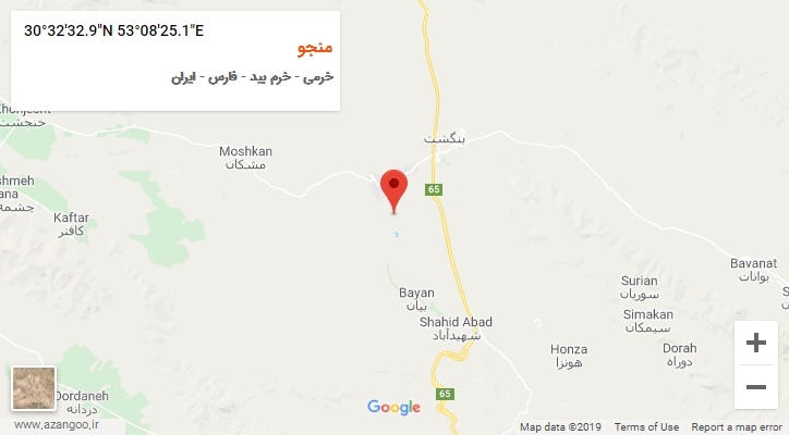 روستای منجو بر روی نقشه